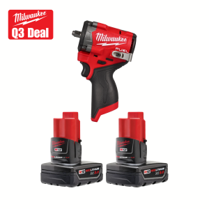 Milwaukee M12 FUEL (STUBBY) 3/8 Inch Impact Wrench (Bare Tool)  w/ Free 2 Pack of XC3.0 Batteries